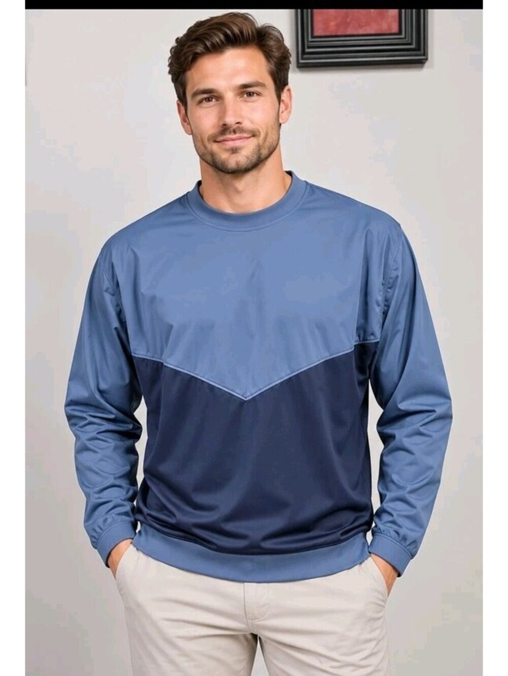 Nike Shield Golf Men's XL Victory Crew Pullover Top Colorblock Blue NWT #WM1